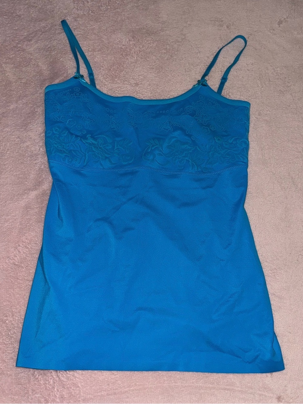 Denver Hayes Teal Blue Lace-Trim Cami